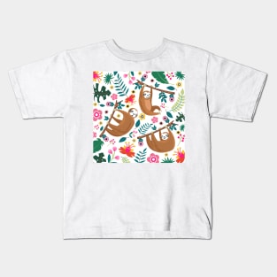 floral sloth Kids T-Shirt